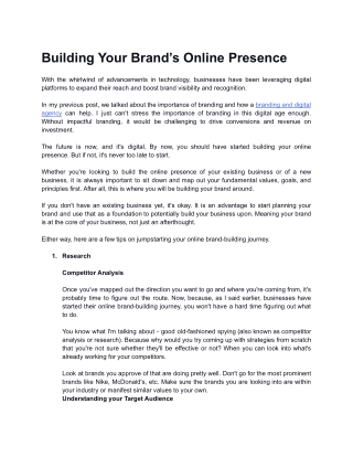 Building Your Brand's Online Presence