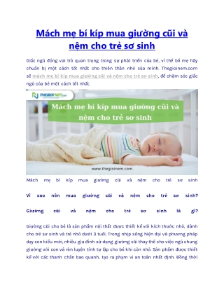 Mách mẹ bí kíp mua giường cũi và nệm cho trẻ sơ sinh