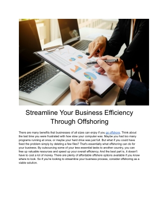 Streamline Your Business Efficiency Through Outsourcing