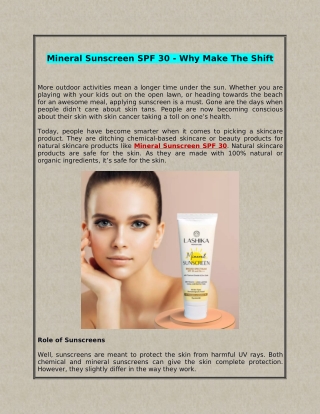 Mineral Sunscreen SPF 30 - Why Make The Shift