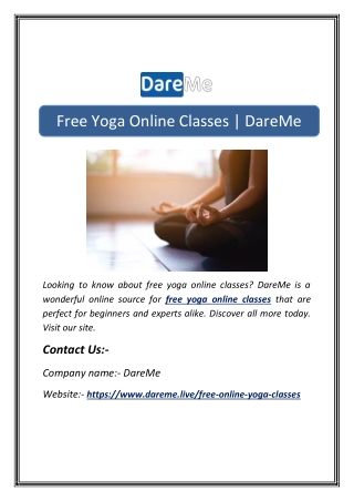 Free Yoga Online Classes | DareMe