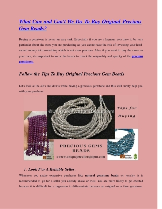 What We Can and Can’t Do To Buy Original Precious Gem Beads