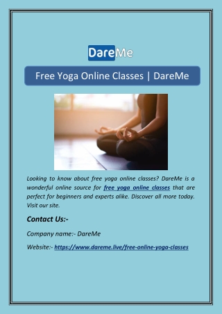Free Yoga Online Classes | DareMe