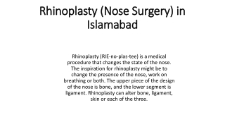 Rhinoplasty (Nose Surgery) in Islamabad