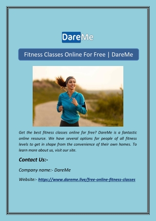Fitness Classes Online For Free | DareMe