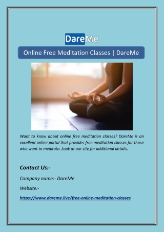 Online Free Meditation Classes | DareMe