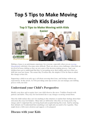 Top 5 Tips to Make Moving with Kids Easier