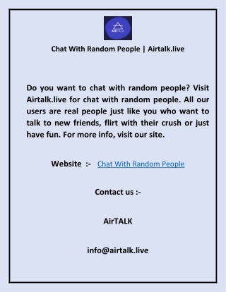 Chat With Random People Airtalk.live