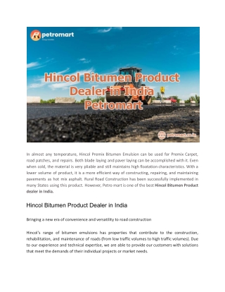 Hincol Bitumen Product Dealer In India – Petromart