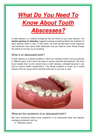 What Do You Need To Know About Tooth Abscesses