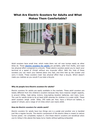 What Are Electric Scooters for Adults and What Makes Them Comfortable.ppt