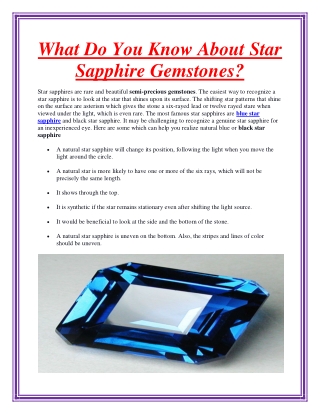 What Do You Know About Star Sapphire Gemstones