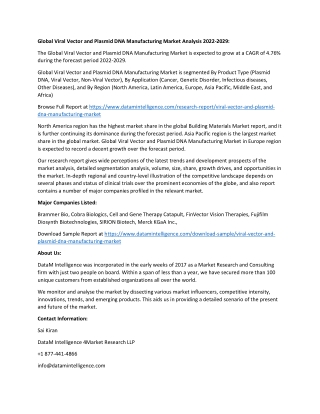 Global Viral Vector and Plasmid DNA Manufacturing Market Share Growth Analysis 2