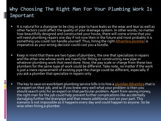 Why Choosing The Right Man For Your Plumbing
