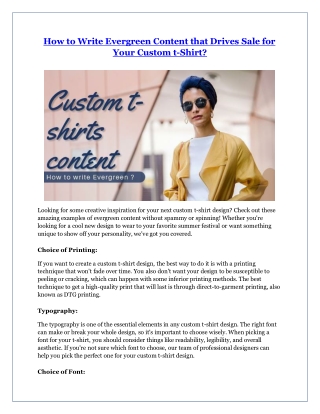 How to Write Evergreen Content that Drives Sale for Your Custom t-Shirt_