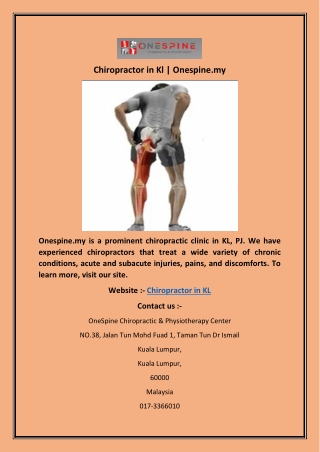 Chiropractor in Kl | Onespine.my