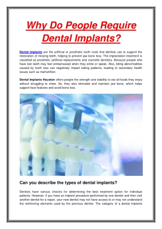 Why Do People Require Dental Implants