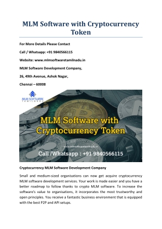 MLM Software with Cryptocurrency TOKEN