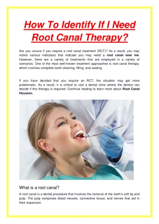 How To Identify If I Need Root Canal Therapy