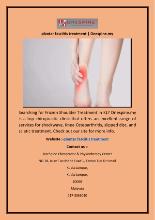 plantar fasciitis treatment | Onespine.my