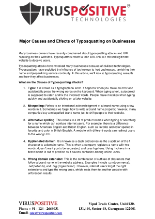 Major Causes and Effects of Typosquatting on Businesses