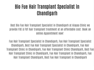 Bio Fue Hair Transplant Specialist in Chandigarh