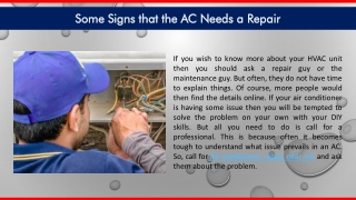 Some Signs that the AC Needs a Repair