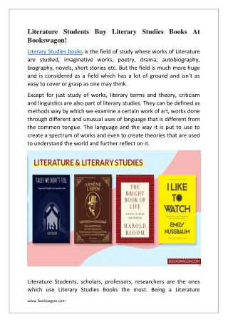 Literature Students Buy Literary Studies Books At Bookswagon