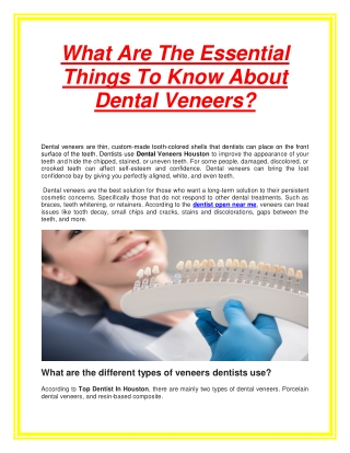 What Are The Essential Things To Know About Dental Veneers