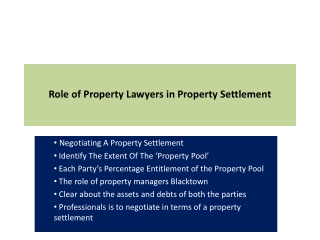 Role of Property Lawyers in Property Settlement
