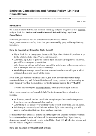 Emirates Cancellation and Refund Policy-24-Hour Cancellation