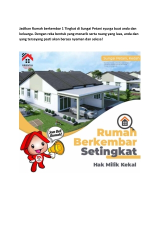 Jadikan Rumah berkembar 1 Tingkat di Sungai Petani syurga buat anda dan keluarga