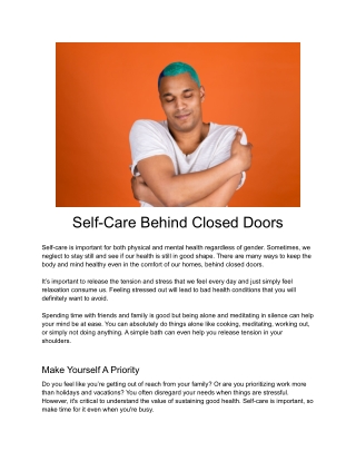 Self-Care Behind Closed Doors