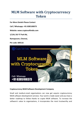 MLM Software with Cryptocurrency TOKEN