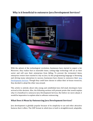 Why is it beneficial to outsource Java Development Services