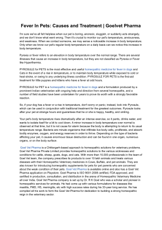 Fever In Pets_ Causes and Treatment _ Goelvet Pharma