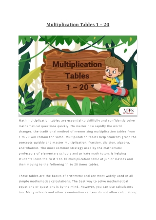 Multiplication Tables 1