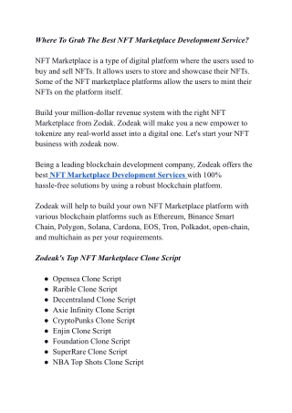 Where To Grab The Best NFT Marketplace Development Service