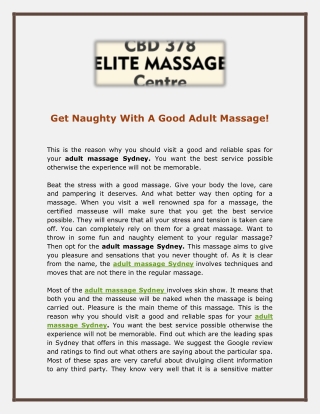 Get Naughty With A Good Adult Massage