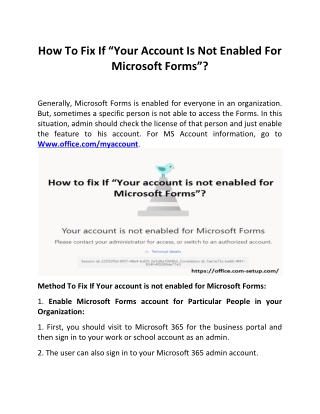 How You Can Fix If “Your account is not enabled for Microsoft Forms”?