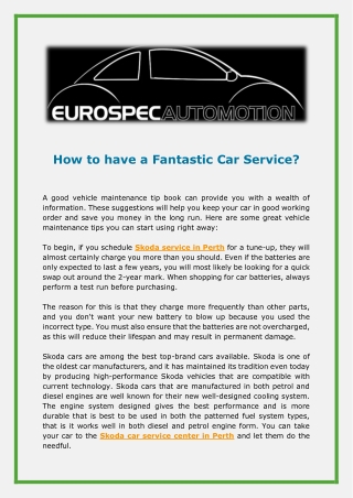 How to have a Fantastic Car Service