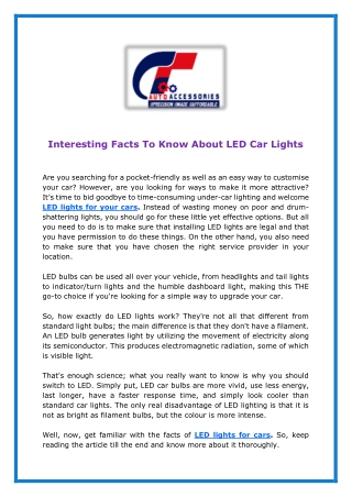 Interesting Facts To Know About LED Car Lights