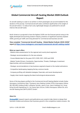 2021 Commercial Aircraft Seating Industry Global Analysis Report