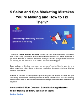 5 Salon and Spa Marketing Mistakes You’re Making and How to Fix Them