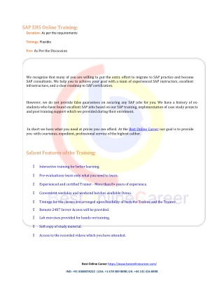 SAP EHS online training course content
