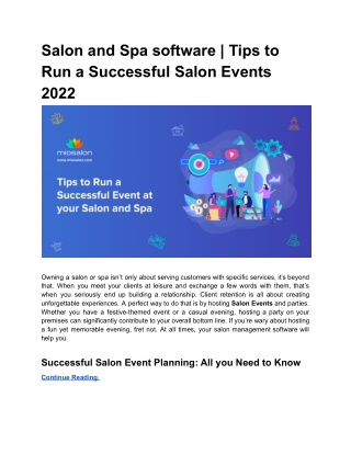 Salon and Spa software - Tips to Run a Successful Salon Events 2022