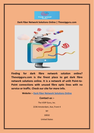 Dark Fiber Network Solutions Online | Thevoipguru.com