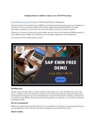How to grow the business with SAP EWM!