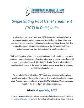 Best Root Canal Dentist for Rct Treatment