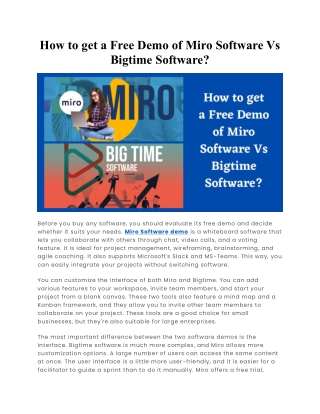 Miro Software Demo Vs Bigtime Software Demo